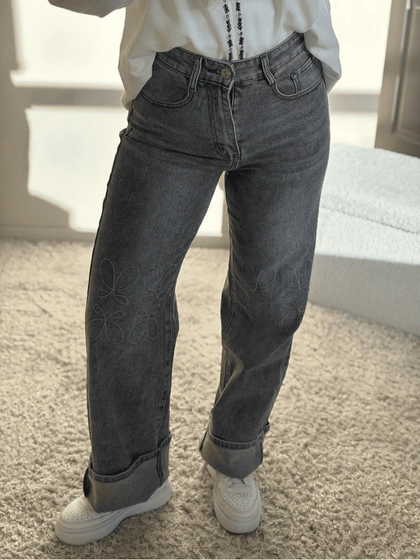 Jean wide leg gris KENZA