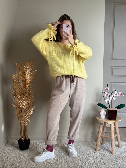 PRECOMMANDE - Pantalon en velours beige AVA