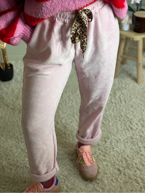 Pantalon en velours rose AVA