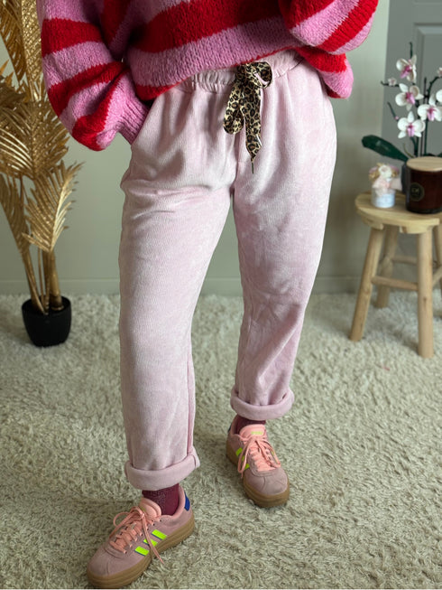 Pantalon en velours rose AVA