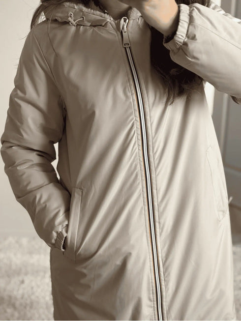Parka mi longue beige CHARLIE