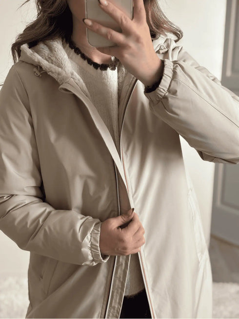 Parka mi longue beige CHARLIE