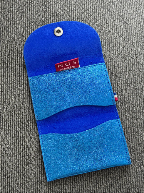 Porte-cartes brillant à 2 rangements BLEU ROI