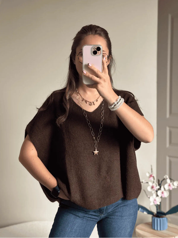 Pull sans manches chocolat ANOUCK