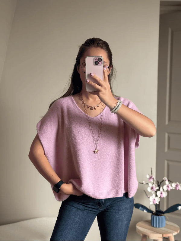 Pull sans manches rose ANOUCK