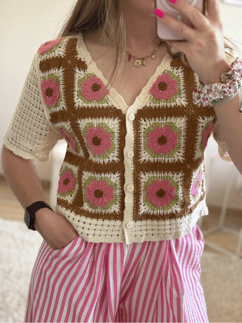 Top en crochet rose CLEM