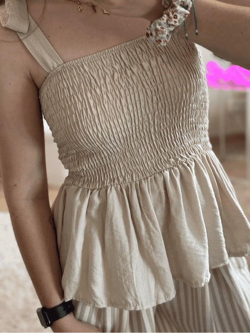 Top plissé beige NAOMI