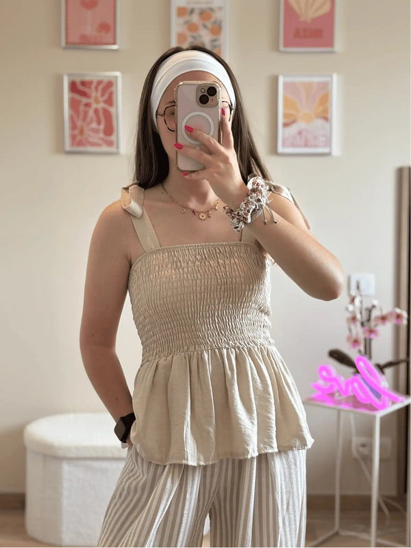 Top plissé beige NAOMI