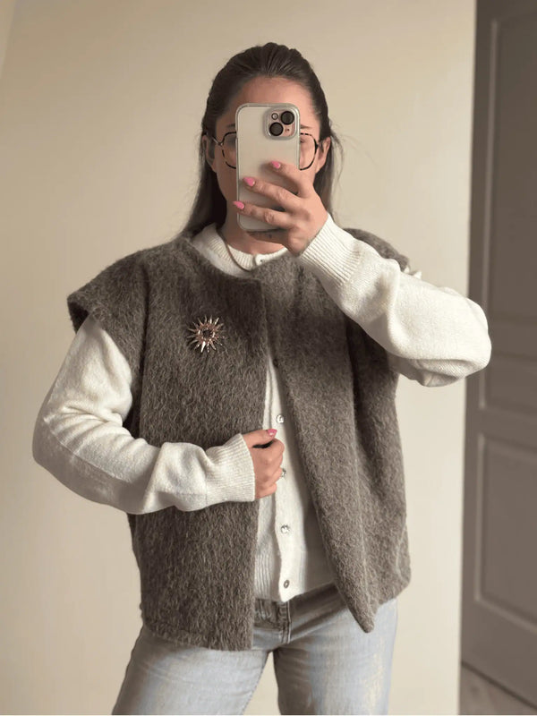 Veste sans manches taupe NINA